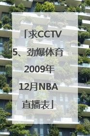 求CCTV5、劲爆体育 2009年12月NBA直播表